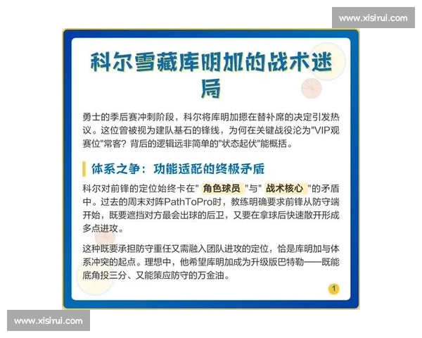 科尔vs战术博弈下的季后赛走向与冠军格局新变数全面解析关键对决